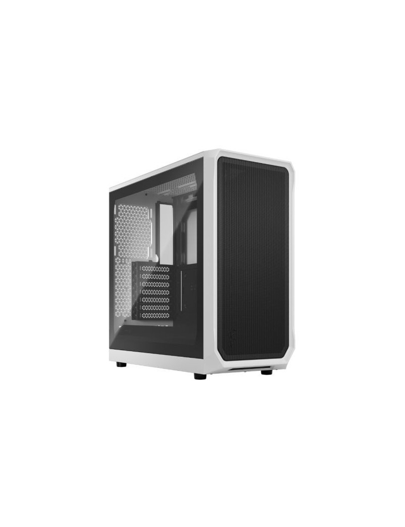 Fractal Design Focus 2 (White TG) Gaming Case w/ Clear Glass Window  ATX  2 Fans  Mesh Front  Innovative Shroud System