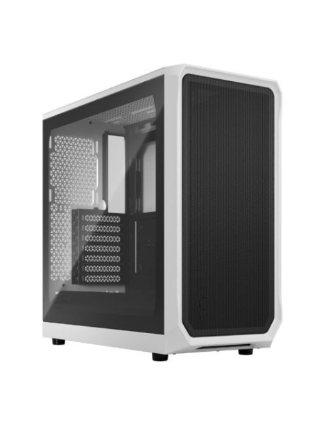 Fractal Design Focus 2 (White TG) Gaming Case w/ Clear Glass Window  ATX  2 Fans  Mesh Front  Innovative Shroud System