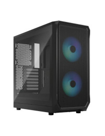 Fractal Design Focus 2 RGB (Black TG) Gaming Case w/ Clear Glass Window  ATX  2 RGB Fans  RGB controller  Mesh Front  Innovative Shroud System