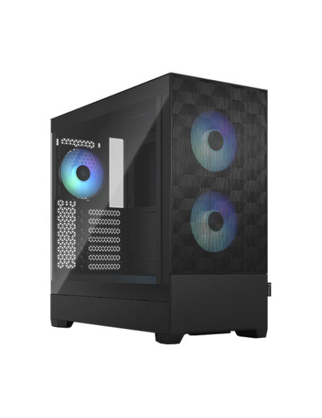 Fractal Design Pop Air RGB (Black TG) Gaming Case w/ Clear Glass Window  ATX  Hexagonal Mesh Front  3 RGB Fans & ARGB Controller