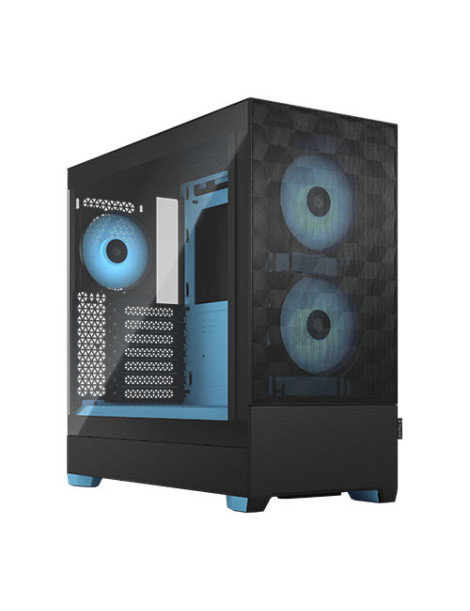 Fractal Design Pop Air RGB (Cyan Core TG) Gaming Case w/ Clear Glass Window  ATX  Hexagonal Mesh Front  Cyan Interior/Accents  3 RGB Fans & ARGB Controller