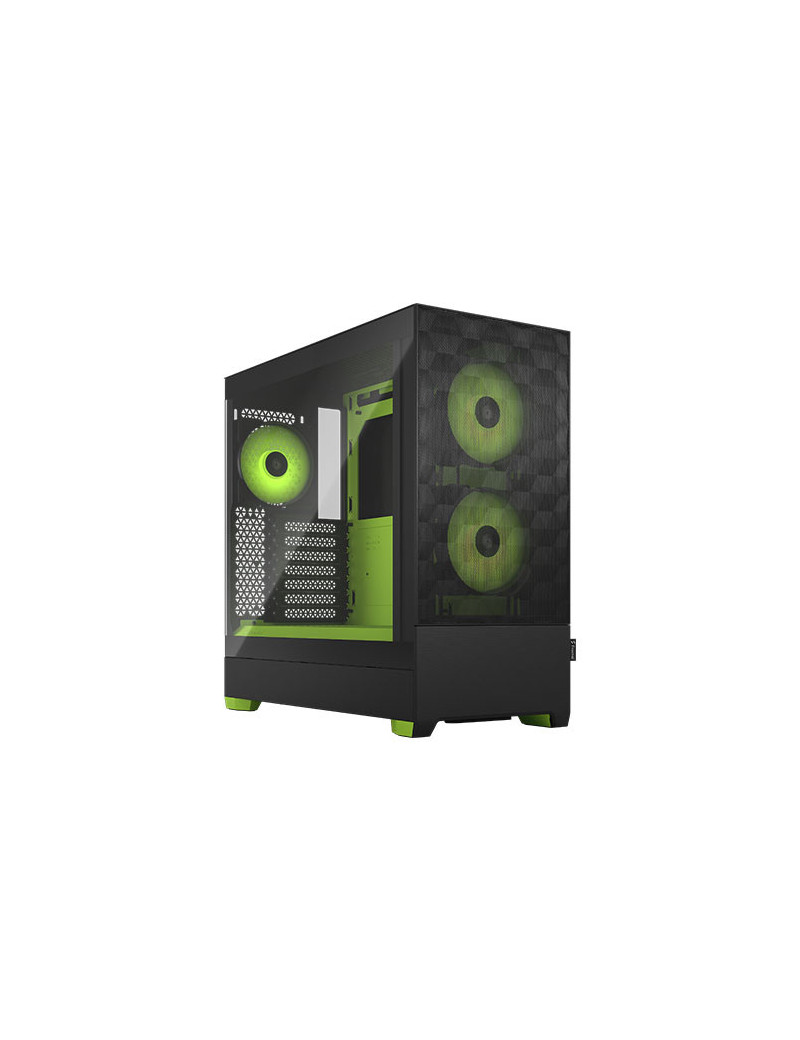 Fractal Design Pop Air RGB (Green Core TG) Gaming Case w/ Clear Glass Window  ATX  Hexagonal Mesh Front  Green Interior/Accents  3 RGB Fans & ARGB Controller