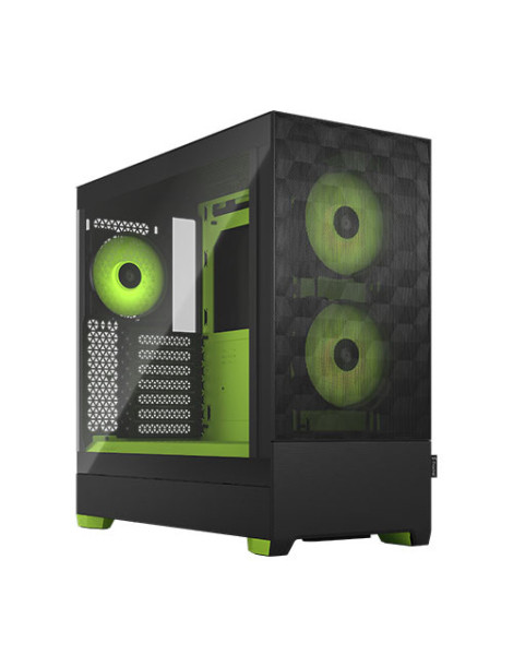 Fractal Design Pop Air RGB (Green Core TG) Gaming Case w/ Clear Glass Window  ATX  Hexagonal Mesh Front  Green Interior/Accents  3 RGB Fans & ARGB Controller