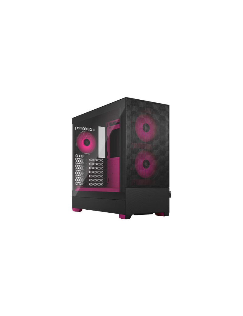 Fractal Design Pop Air RGB (Magenta Core TG) Gaming Case w/ Clear Glass Window  ATX  Hexagonal Mesh Front  Magenta Interior/Accents  3 RGB Fans & ARGB Controller