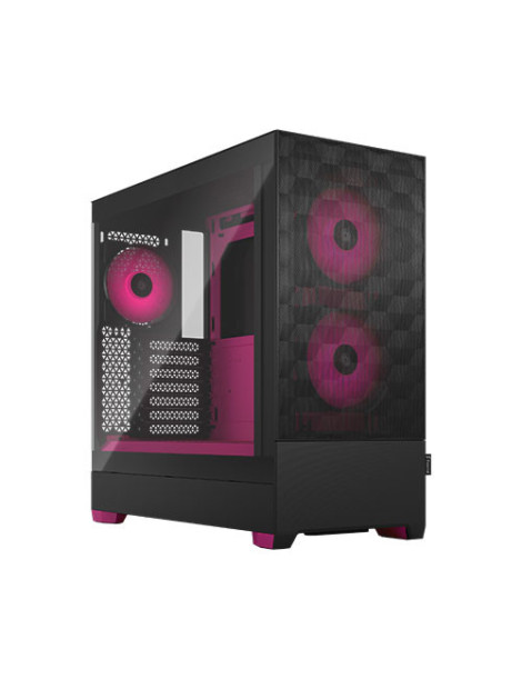 Fractal Design Pop Air RGB (Magenta Core TG) Gaming Case w/ Clear Glass Window  ATX  Hexagonal Mesh Front  Magenta Interior/Accents  3 RGB Fans & ARGB Controller