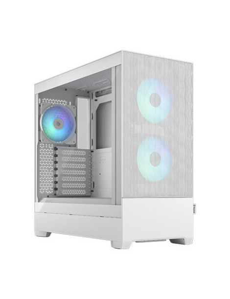 Fractal Design Pop Air RGB (White TG) Gaming Case w/ Clear Glass Window  ATX  Hexagonal Mesh Front  3 RGB Fans & ARGB Controller