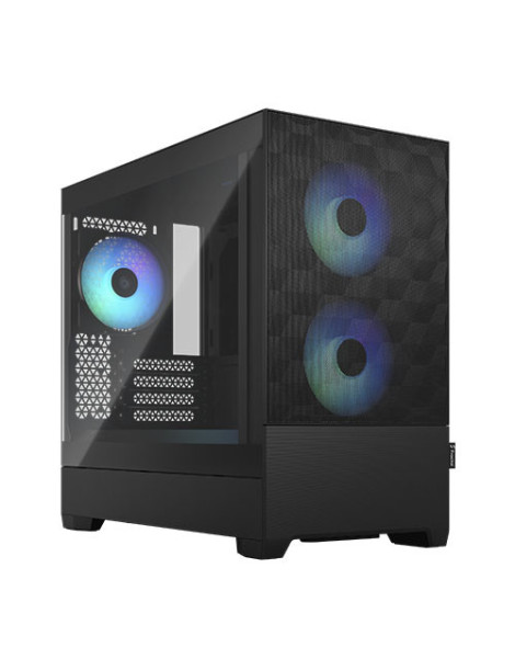 Fractal Design Pop Mini Air RGB (Black TG) Gaming Case w/ Clear Glass Window  Micro ATX  Hexagonal Mesh Front  3 RGB Fans & ARGB Controller