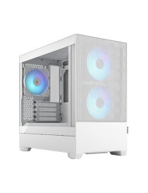 Fractal Design Pop Mini Air RGB (White TG) Gaming Case w/ Clear Glass Window  Micro ATX  Hexagonal Mesh Front  3 RGB Fans & ARGB Controller