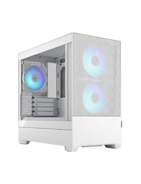 Fractal Design Pop Mini Air RGB (White TG) Gaming Case w/ Clear Glass Window  Micro ATX  Hexagonal Mesh Front  3 RGB Fans & ARGB Controller