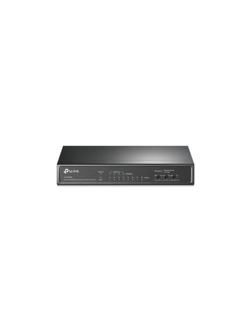 TP-LINK (TL-SF1008P) 8-Port 10/100Mbps Unmanaged Desktop Switch  4-Port PoE+  Steel Case