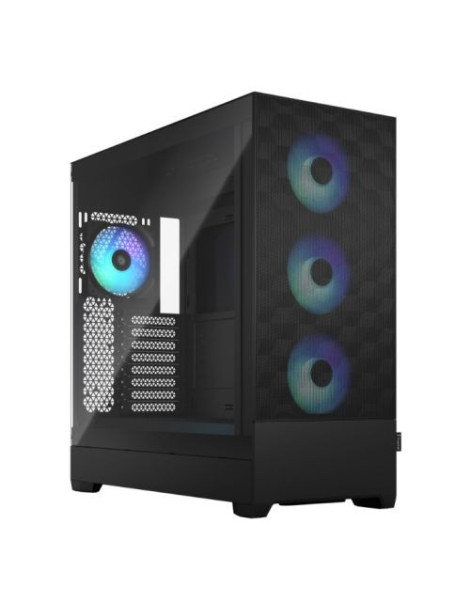 Fractal Design Pop XL Air RGB (Black TG) Gaming Case w/ Clear Glass Window  E-ATX  Hexagonal Mesh Front  4 RGB Fans & RGB Controller