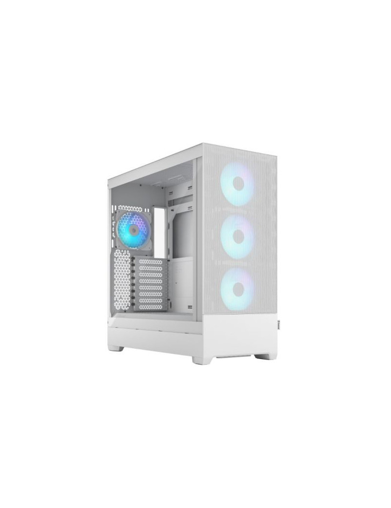 Fractal Design Pop XL Air RGB (White TG) Gaming Case w/ Clear Glass Window  E-ATX  Hexagonal Mesh Front  4 RGB Fans & RGB Controller