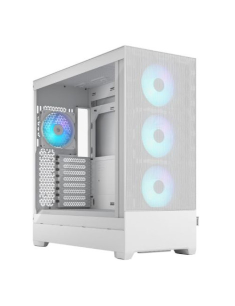 Fractal Design Pop XL Air RGB (White TG) Gaming Case w/ Clear Glass Window  E-ATX  Hexagonal Mesh Front  4 RGB Fans & RGB Controller