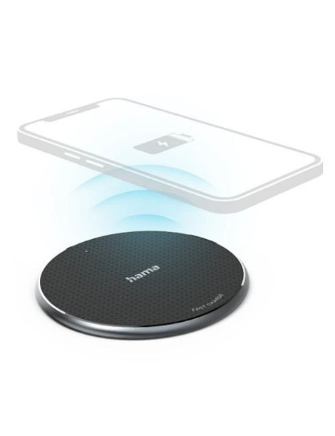 Hama QI-FC10 Wireless Charger  10W  USB-C  Wireless Smartphone Charging Pad  Black