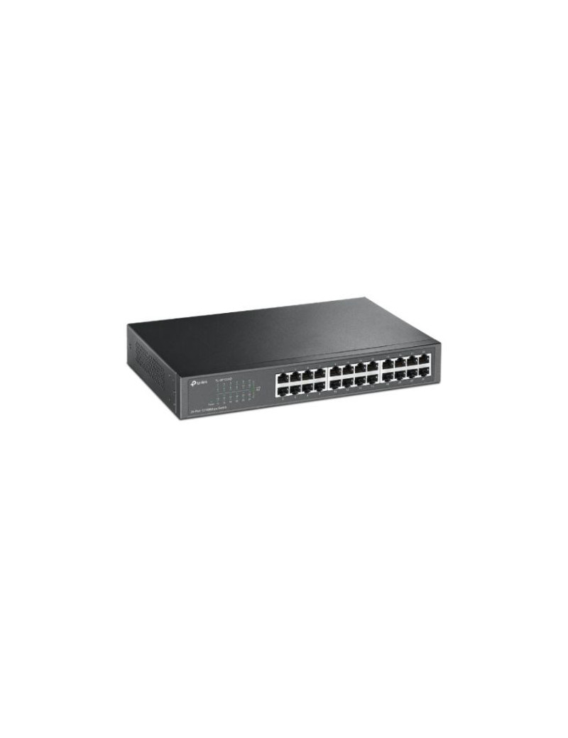 TP-LINK (TL-SF1024D) 24-Port 10/100 Unmanaged Desktop/Rackmount Switch  Steel Case