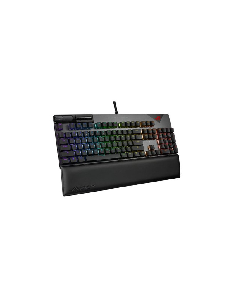 Asus ROG STRIX FLARE II RGB Mechanical Gaming Keyboard w/ PBT Keycaps  USB  ROG NX Red Switches  Detachable Wrist Rest