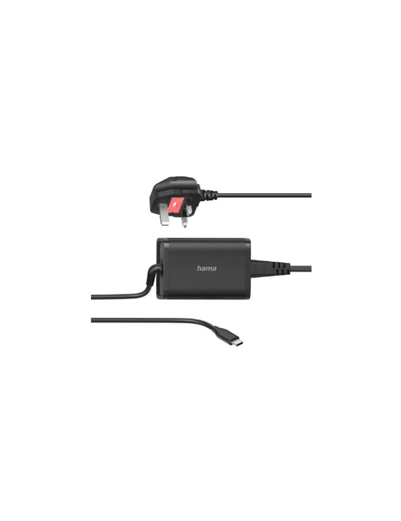 Hama Universal USB-C Notebook PSU  Power Delivery (PD)  5-20V/65W  Auto Select  Hook & Cable Tie