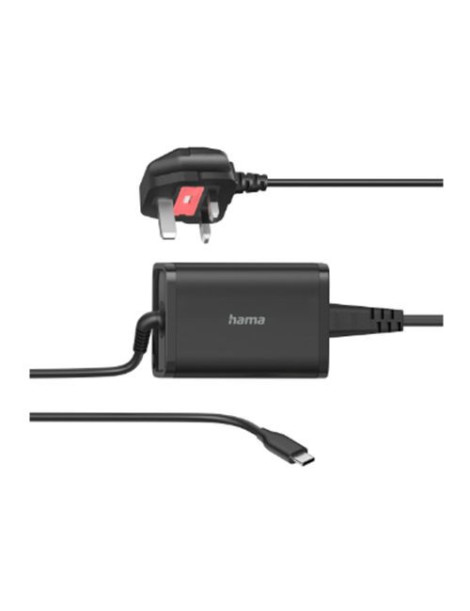 Hama Universal USB-C Notebook PSU  Power Delivery (PD)  5-20V/65W  Auto Select  Hook & Cable Tie