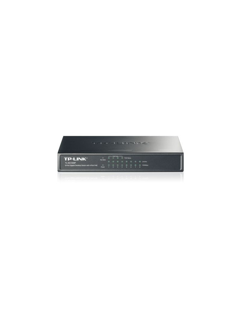 TP-LINK (TL-SG1008P) 8-Port Gigabit Unmanaged Desktop Switch  4-Port PoE  Steel Case