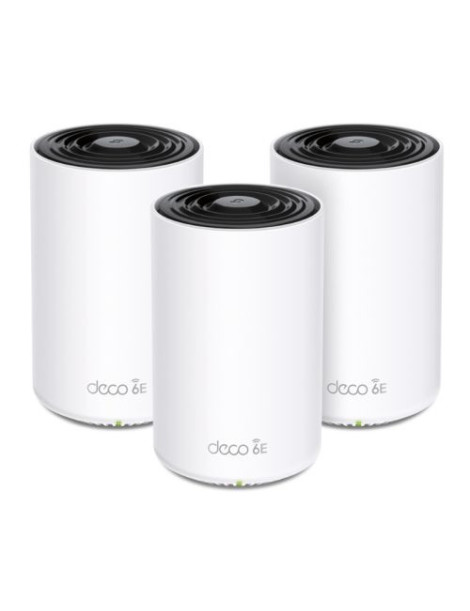 TP-LINK (DECO XE75) AXE5400 Wi-Fi 6E Tri-Band Mesh System  3 Pack  AI-Driven Mesh  3 x LAN on each Unit  Voice Control