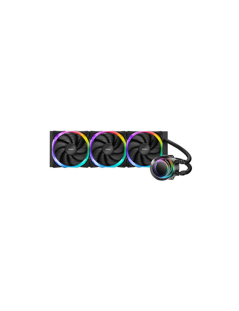 Antec Vortex 360 Liquid CPU Cooler  360mm Radiator  ARGB PWM Fans  Suspended Spiral ARGB Pump Head  ARGB Controller  280W TDP