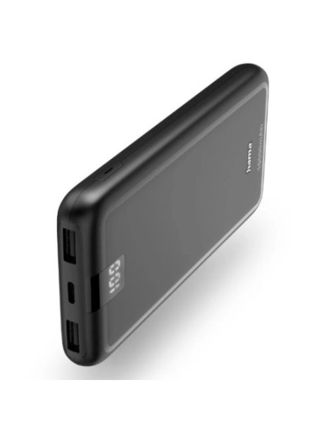 Hama Performance 10 10000mAh Fast Charge Powerbank  2x USB-A & USB-C  LED Capacity Indicator  Grey