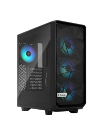 Fractal Design Meshify 2 Compact Lite RGB (Black TG) Gaming Case w/ Light Tint Glass Window  ATX  Angular Mesh Front  4 RGB Fans  RGB Controller