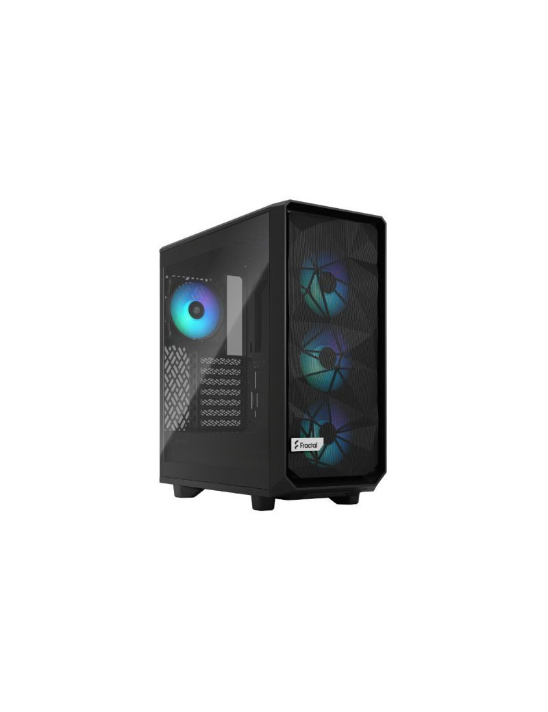 Fractal Design Meshify 2 Compact Lite RGB (Black TG) Gaming Case w/ Light Tint Glass Window  ATX  Angular Mesh Front  4 RGB Fans  RGB Controller