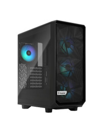 Fractal Design Meshify 2 Compact RGB (Black TG) Gaming Case w/ Light Tint Glass Window  ATX  Angular Mesh Front  4 RGB Fans  RGB Controller  USB-C