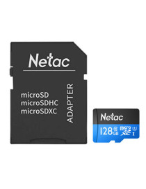 Netac P500 128GB MicroSDXC Card with SD Adapter  UHS-I Class 10  U1  90MB/s