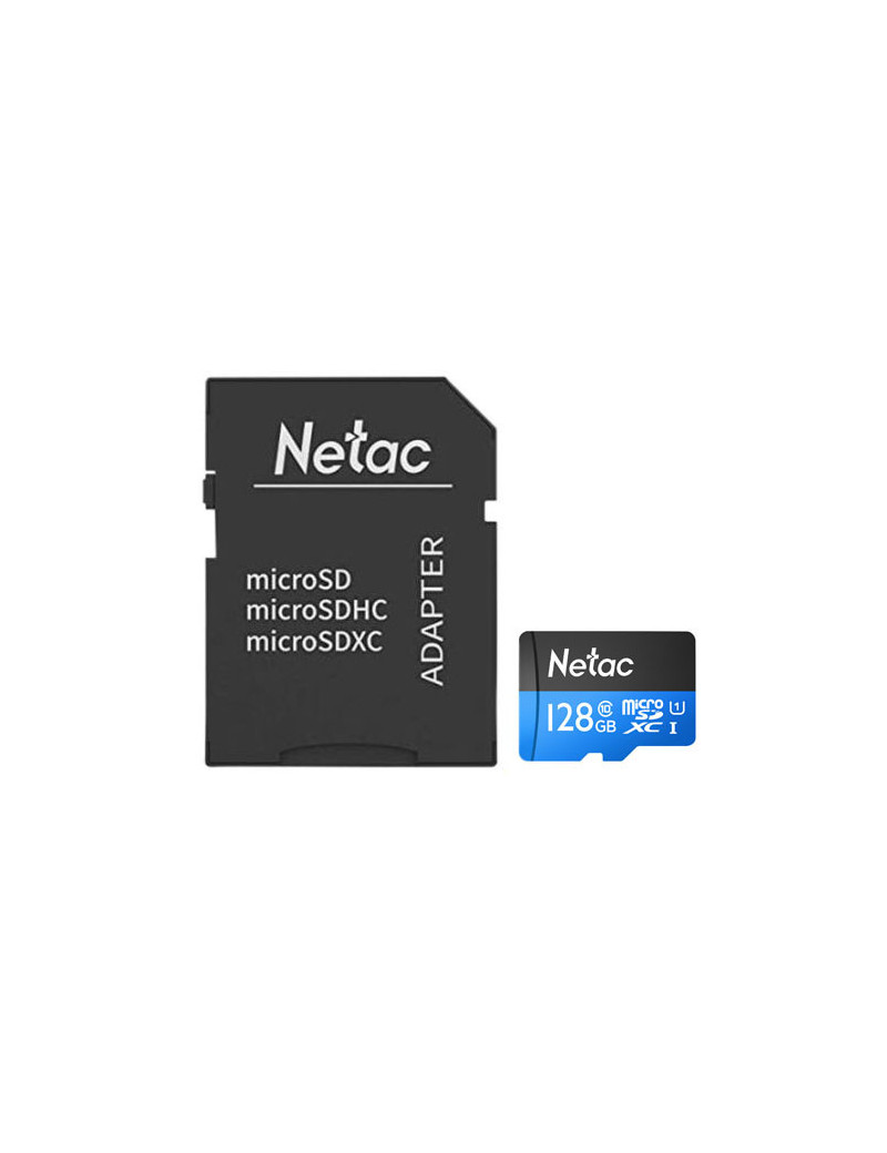 Netac P500 128GB MicroSDXC Card with SD Adapter  UHS-I Class 10  U1  90MB/s