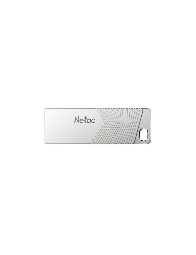 Netac 128GB UM1 USB 3.2 Memory Pen  Zinc Alloy Casing  Key Ring  Pearl Nickel Colour