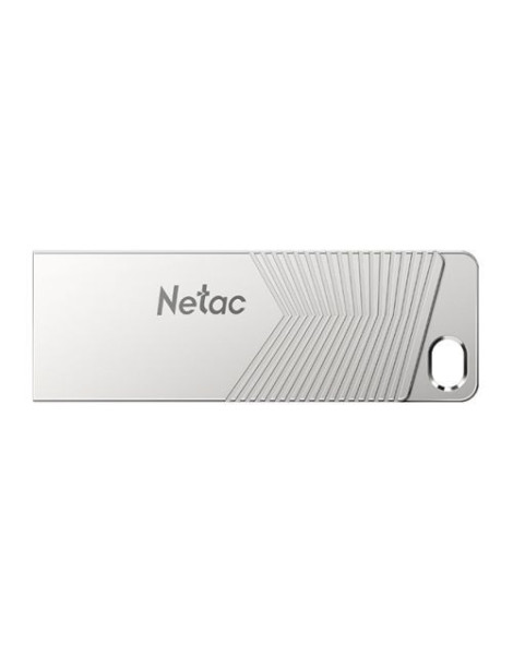 Netac 128GB UM1 USB 3.2 Memory Pen  Zinc Alloy Casing  Key Ring  Pearl Nickel Colour