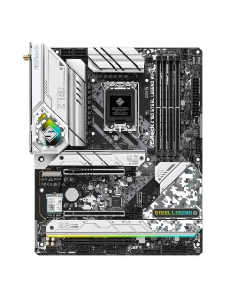 Asrock Z790 STEEL LEGEND WIFI  Intel Z790  1700  ATX  4 DDR5  HDMI  DP  eDP  Wi-Fi 6E  2.5G LAN  PCIe5  RGB  5x M.2