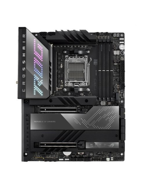 Asus ROG CROSSHAIR X670E HERO  AMD X670  AM5  ATX  4 DDR5  HDMI  2 USB4  Wi-Fi 6E  2.5G LAN  PD 3.0 60W  PCIe5  RGB  5x M.2