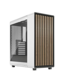 Fractal Design North Chalk White (TG Clear) Case w/ Clear Glass Window  ATX  2 Fans  USB-C  Oak Front