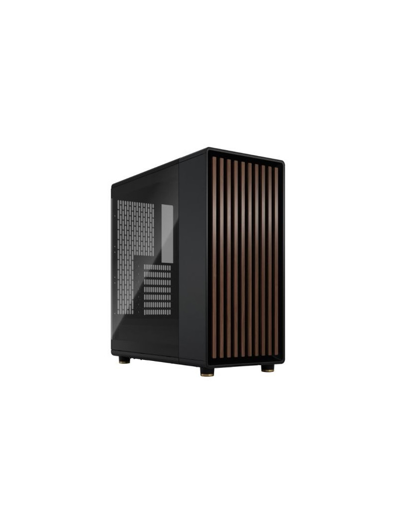 Fractal Design North Charcoal Black (TG Dark) Case w/ Dark Tint Glass Window  ATX  2 Fans  USB-C  Walnut Front