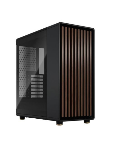 Fractal Design North Charcoal Black (TG Dark) Case w/ Dark Tint Glass Window  ATX  2 Fans  USB-C  Walnut Front