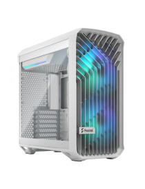 Fractal Design Torrent Compact (White TG RGB) Gaming Case w/ Clear Glass Window  E-ATX  2 RGB Fans  Fan Hub  RGB Strip on PSU Shroud  Front Grille  USB-C