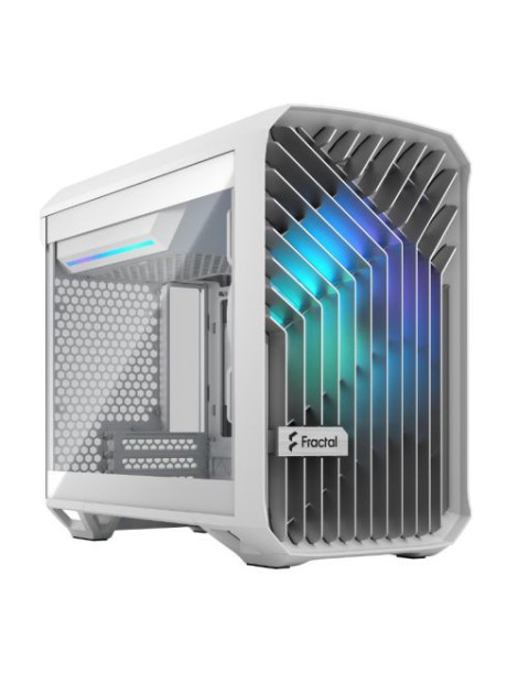 Fractal Design Torrent Nano (Light TG RGB White) Case w/ Light Tint Glass Window  Mini ITX  1 RGB Fan  ATX PSU & 335mm GPU Support  280mm Watercooling  RGB Strip  Front Grille  USB-C