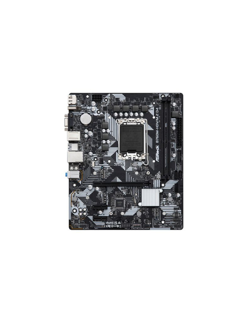 Asrock B760M-HDV/M.2 D4  Intel B760  1700  Micro ATX  2 DDR4  VGA  HDMI  DP  GB LAN  PCIe4  2x M.2