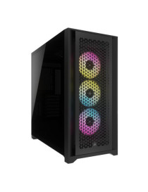 Corsair iCUE 5000D RGB AIRFLOW Gaming Case w/ Glass Window  E-ATX  3x AF120 RGB Fans  High-Airflow Front  USB-C  RGB Controller  Black