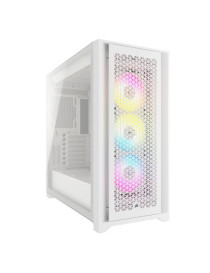 Corsair iCUE 5000D RGB AIRFLOW Gaming Case w/ Glass Window  E-ATX  3x AF120 RGB Fans  High-Airflow Front  USB-C  RGB Controller  White