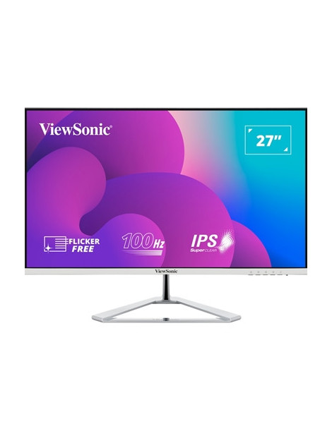 Viewsonic VX2776-SMH 27 Inch IPS Frameless Monitor  Full HD  100Hz  4ms  VGA  2xHDMI  Int PSU  VESA  Chrome Stand  Speakers