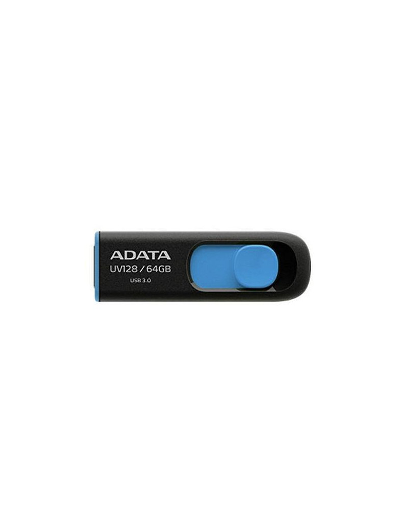 ADATA 64GB UV128 USB 3.0 Memory Pen  Retractable  Capless  Black & Blue