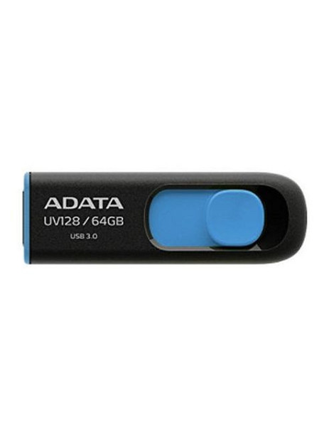 ADATA 64GB UV128 USB 3.0 Memory Pen  Retractable  Capless  Black & Blue