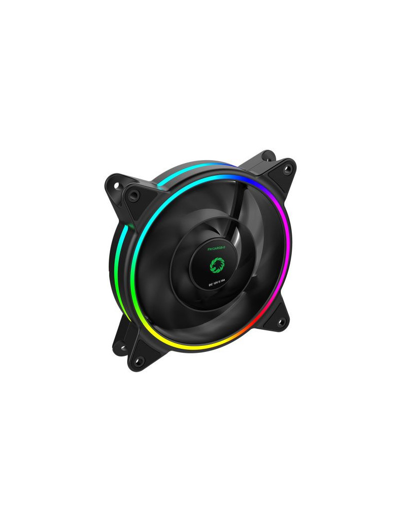 GameMax Razor 12cm PWM Rainbow ARGB Dual Ring Case Fan  Hydro Bearing  24 LEDs  Anti-Vibration  Up to 1200 RPM