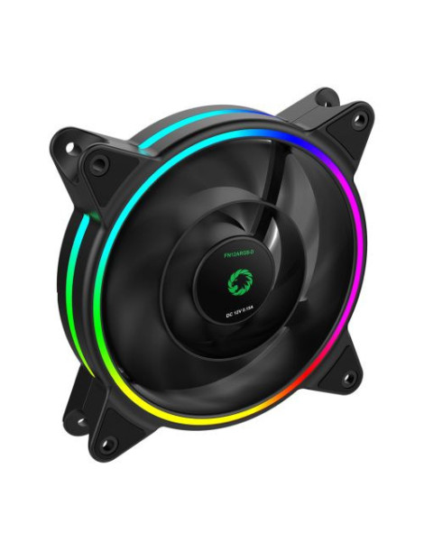 GameMax Razor 12cm PWM Rainbow ARGB Dual Ring Case Fan  Hydro Bearing  24 LEDs  Anti-Vibration  Up to 1200 RPM