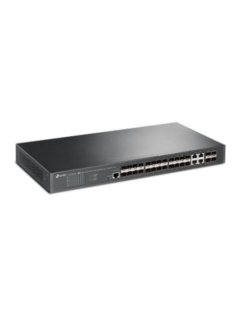 TP-LINK (TL-SG3428XF) JetStream 24-Port SFP L2+ Managed Switch w/ 4 10GE SFP+ Slots  Dual Redundant PSUs  Rackmountable