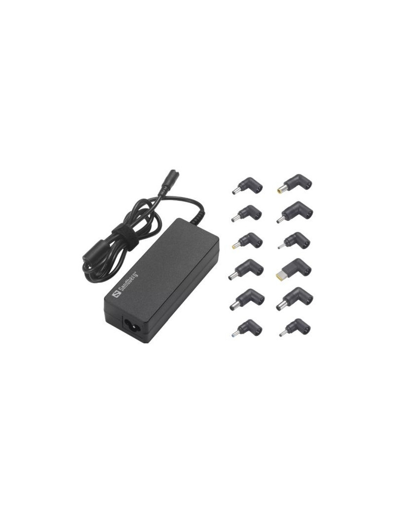 Sandberg Universal 90W Laptop PSU  15-20V/6A Max  12 Adapters  Auto Select  UK & EU Power Cables  5 Year Warranty